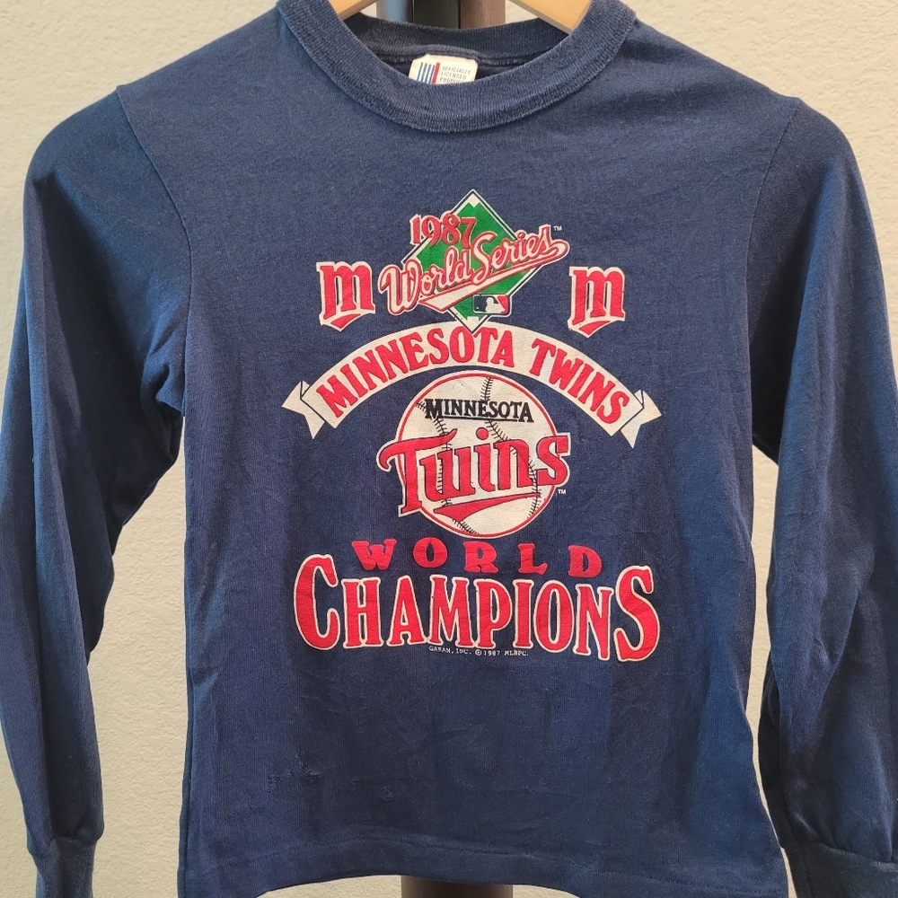 1987 World Series Champions Minnesota Twins Kids Long Sleeve Shirt Made In USA